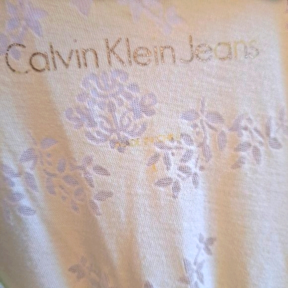 Calvin Klein Jeans Lighweight Sheer Floral Green Gray Ombre Top Size Large - Picture 5 of 6